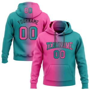 Direct Industry Wholesale 3D Embroidered Custom Stitched Teal <b>Pink</b>-Black Gradient Fashion Sports Pullover Sweatshirt <b>Hoodie</b> - Product Image 1
