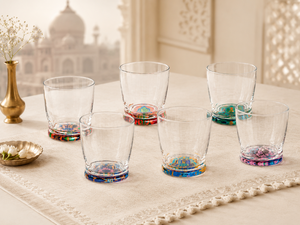 Set of 6pcs Italian Design Multicolored Bottom Glass Drinkware | Made in Italy | Dishwasher Safe | <b>Indian</b> Vibes | Excelsa - Product Image 3