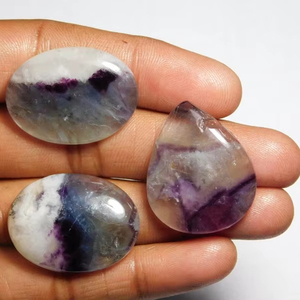 3ชิ้นพลอยฟลูออไรต์ธรรมชาติมีดีไซน์ที่สวยงามและสีเท่ๆคุณภาพสูง fluorite cabochons ล้ำค่า - Product Image 1