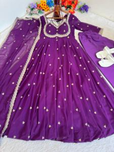 ชุดเดรสผ้าทอ Fox Georgette สไตล์โรแมนติก แขนยาว ปักลายชอลี คุณภาพดีเยี่ยม ตกแต่งด้วยงานยืดหยุ่น - Product Image 5