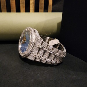 Collection exclusive de montres en acier inoxydable avec diamants en moissanite, mouvement ETA premium, boîtier à quartz, résistance à l'eau 3 BAR, luxe - Product Image 2