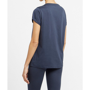 Camiseta de algodón 100% de manga corta de alta calidad para mujer Color azul personalizado Característica al por mayor Logotipo personalizado Ropa informal Diseño en blanco - Product Image 4
