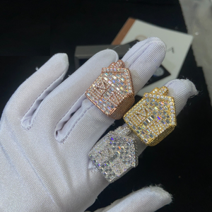Hip hop moissanite house shape <b>ring</b> iced out luxury statement design <b>gold</b> <b>rose</b> <b>gold</b> silver finish <b>mens</b> fashion - Product Image 2