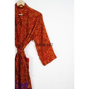 High Quality Handmade <b>Long</b> Silk Sari Vintage Patchwork <b>Kimono</b> Bridesmaid Robes Free Size Silk <b>Kimono</b> Women's Nightwear - Product Image 3