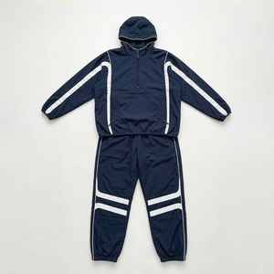 Conjunto Deportivo para Hombre 2 en 1, Impermeable, Azul Marino, con Estampado y Bloques de Color, Chaqueta con Capucha y Cremallera y Pantalones - Product Image 1