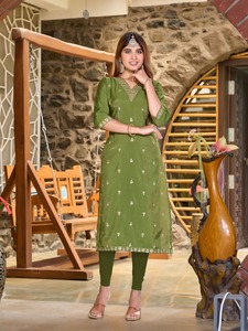 Roman Shimmer Super Quality Fabric Bordado Work Kurti Best Design Collection By Maruti Fashion - Product Image 5