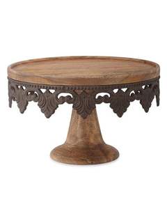 ถาดไม้อาคาเซียแบบเท้าสูงแท่นวางเค้กสำหรับเสิร์ฟเค้กและผลไม้ - Product Image 1