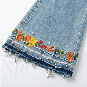 Pantalones Vaqueros Acampanados de Mezclilla para Mujer al por Mayor OEM, Cintura Alta, Transpirables, Cómodos, con Logotipo Personalizado, Moda Urbana, Jeans para Mujer - Product Image 6