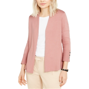 Cardigan Casual da Donna Alfani Rosa con Maniche a Bottoni, Lavorato all'Uncinetto con Motivo Stampato, Taglia Petite S per Primavera, Estate e Autunno - Product Image 1