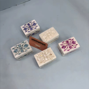 Elegante Joyero de Mármol Hecho a Mano en India, Forma Rectangular con Incrustaciones de Nácar, Artesanía Decorativa, Almacenamiento de Piedras - Product Image 2