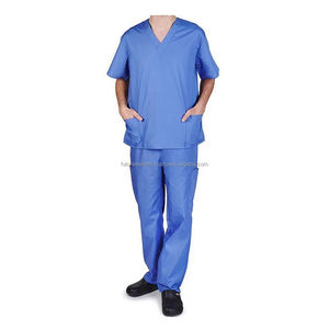 Scrubs d'hôpital d'été sur mesure de haute qualité infirmière vente en gros costumes deux pièces en polyester/élasthanne doux pour hommes - Product Image 6