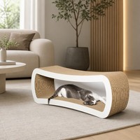 Grattoir à chat moderne de luxe 2 en 1 pour l'intérieur &amp;   Plateau avec hauteur réglable en bois