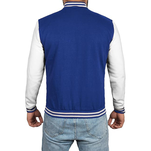 Veste coupe-vent universitaire en cuir en toile pour hommes avec logo personnalisé de haute qualité avec broderie sur le devant Streetwear - Product Image 4