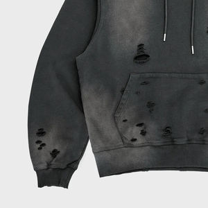 เสื้อฮู้ดดี้สตรีทแวร์ทรงโอเวอร์ไซส์แบบซิป ล้างสีแบบ Acid Wash ขายดีที่สุด ผ้าฝ้าย 100% เนื้อหนา แบบ Unisex ขายส่ง - Product Image 4