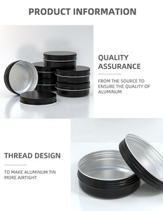 5ml 30ml 80ml 150ml Matte Black Soap Cosmetics Lip Balm Jar Empty Candle Tin Can Round Aluminium <strong>Metal</strong> <strong>Packaging</strong> - Product Image 4