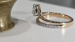 Anillo de compromiso de oro de 14K y anillo de bodas 1.00CT E VS1 Anillo de diamante cultivado en laboratorio en forma de corazón Regalo de aniversario perfecto para ella - Product Image 5