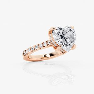 Anillo de Compromiso con Halo Oculto en Forma de Corazón para Mujer - Product Image 3