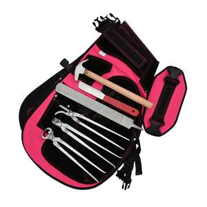 Tablier et cuissardes en cuir pour maréchal-ferrant avec outils de maréchal-ferrant : pinces à sabots, pince à clous, tire-clous, marteau à clous, couteau droit et râpe - Product Image 1