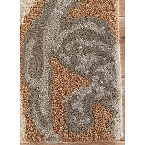 Hacienda Beige & <b>Brown</b> Handmade <b>Wool</b> & Viscose Hacienda Floral-Design Fluffy Carpet for Home Rectangular Jute Rug Taq-113 - Product Image 3