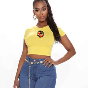 Haut court d'été décontracté pour femmes avec manches courtes T-shirt basique de meilleure qualité Logo personnalisé écologique fabriqué au Pakistan - Product Image 3