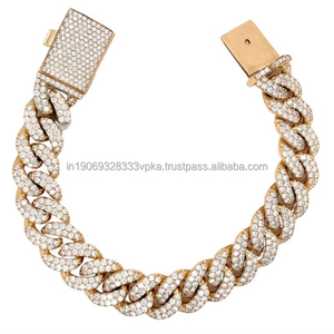 Iced Out Round Moissanite <b>Charm</b> <b>Bracelet</b> in 925 <b>Sterling</b> <b>Silver</b> Hip Hop Style Gift <b>for</b> Any Special Occasions and Party Wear - Product Image 1