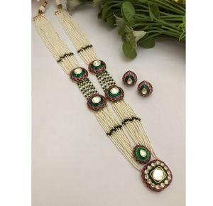 Traditional Premium Quality <b>Gold</b> Plated Kundan Polki Look Necklace <b>Set</b> With <b>Earrings</b> for Wedding Wear Collection For Women - Product Image 1