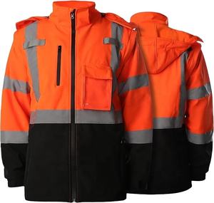 Veste de sécurité imperméable haute visibilité pour hommes OEM Premium Capuche détachable avec poches réfléchissantes pour l'été - Product Image 1