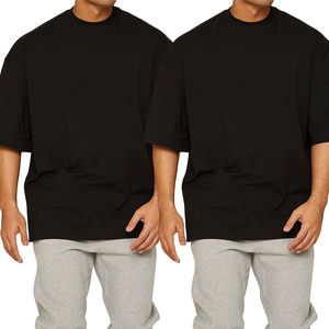 <b>Men's</b> 100% Cotton Knitted Solid Color Short Sleeve Casual Loose Oversized High Quality Anti-Pilling Customized T-<b>Shirts</b> - Product Image 4