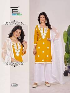 Colección Blue Hills Heer, Kurti Informal para Mujer, Todas las Temporadas, Rayón, Parte Inferior y Dupatta, Ropa India y Pakistaní, Precios al por Mayor - Product Image 4