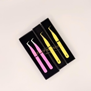 Meilleures pinces à cils anti-magnétiques GETUP BROSONS IMPEX 90 jaunes et roses, revêtement poudré argenté, acier inoxydable, pointe lisse - Product Image 6