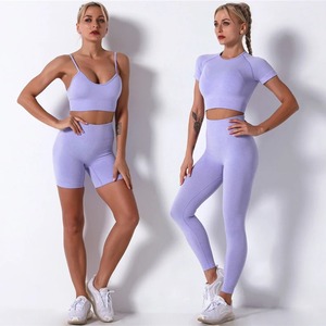 <b>Women</b> Yoga Set Workout Shirts Sport Pants Bra Gym Suits Fitness Shorts <b>Crop</b> Top High Waist Running <b>Leggings</b> Sports Sets - Product Image 5