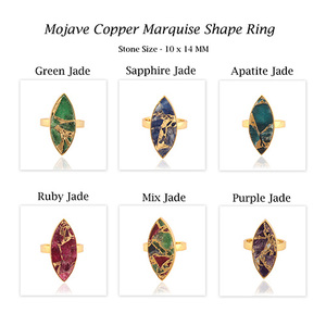 Aspecto atractivo cobre púrpura Jade chapado en oro collar ajuste abierto anillo ajustable diseñador precio al por mayor anillo en forma de marquesa - Product Image 2