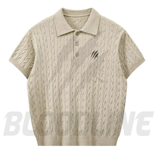 Chemise à manches courtes pour homme Bloodline, couleur unie, tricotée, respirante, en coton, séchage rapide, coupe classique, marron - Product Image 6