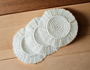 Posavasos con borlas de macramé | Patrón reversible | Decoración Bohemia para el hogar - Product Image 2
