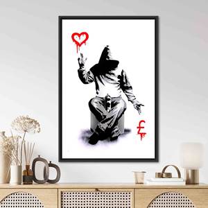Obra de arte impresa en lienzo: Banksy Love Money - Elegante arte mural de grafiti, con marco negro - Product Image 1