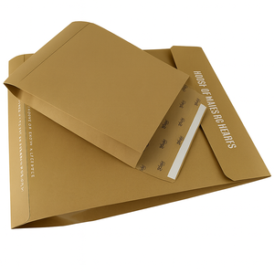 Sac en papier kraft brun personnalisable, enveloppe réutilisable, sac d'emballage publicitaire auto-adhésif avec votre propre logo - Product Image 4