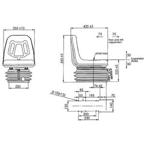Asiento compacto para tractor con suspensión, para elevador de horquillas, cortacésped y cargador - Product Image 4