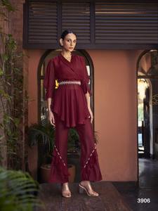 Nouveau 2023 Designer Party Wear Sexy Premium Quality Pure Viscose Organza Co Ord Set With Hand Work Fournisseur et exportateur indiens - Product Image 3