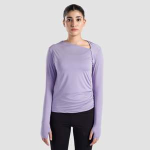 Sleek Lilac Ruche <b>Top</b> Breathable Design - Product Image 1