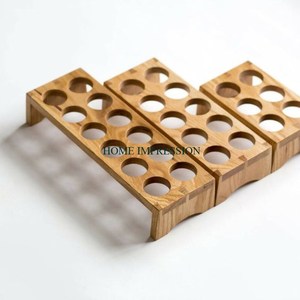 2025 Modern Wooden Storage Tabletop Tray Freestanding <b>Organizer</b> Wood Wine <b>Rack</b> 6 Glass Holder <b>Spice</b> Glass <b>Rack</b> From India - Product Image 2
