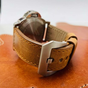 Correas de Reloj Vintage de Cuero de Becerro Crazy Horse Italiano de Diseño Simple, 24 mm, 22 mm, Correa de Reloj con Forro Curtido Vegetal - Product Image 4