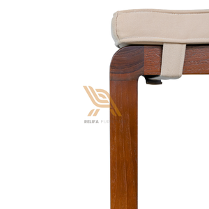 ม้านั่งออกแบบหรูหราเตียงยาวหมอนอิงผ้ากันน้ำจากวัสดุไม้สักสำหรับสวนและตกแต่งบ้าน - Product Image 4