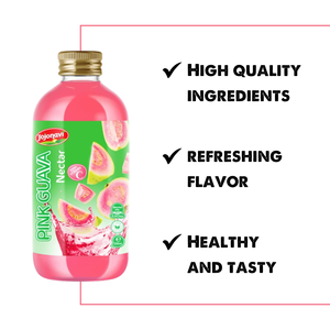 น้ำฝรั่งสีชมพู โจโจนาวี น้ำผลไม้เข้มข้น 330 มล. บรรจุขวด คั้นสดใหม่ อายุการเก็บรักษา 18 เดือน ฮาลาล ไอโซ โคเชอร์ รับผลิตแบรนด์ส่วนตัว (OEM) - Product Image 3