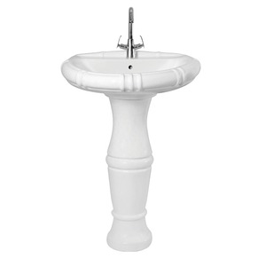Pedestal para lavabo, artículos sanitarios de baño de cerámica, fregadero de lavado a mano de una sola pieza de alta calidad con lavabo mezclador de agua - Product Image 6
