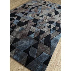 Alfombra Geométrica Hecha a Mano Acar de Lana y Viscosa, Diseño Abstracto a Rayas, Rectangular, para Pasillo, 4m x 10mm, Gris y Negro, Técnica de Tufting Manual para el Hogar - Product Image 2