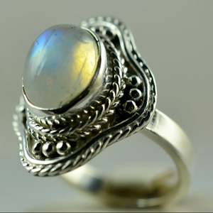 925 Sterling Silver Rainbow Moonstone <b>Statement</b> <b>Ring</b> Handmade Boho June Birthstone Jewelry 18K Perfect Gift for Her Birthday - Product Image 4