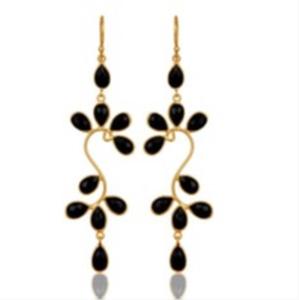 Pendientes en forma de pera de Plata de Ley 925, GEMA de ónix negra, novedad - Product Image 1