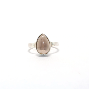 Bague de mariage classique en argent sterling 925 avec sertissage en quartz fumé naturel fait à la main, forme poire, bijoux - Product Image 1