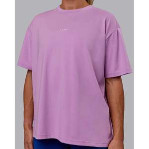 เสื้อยืดโอเวอร์ไซส์สำหรับผู้หญิงไซส์ใหญ่-สีม่วงอ่อน-สีขาว FLXCotton Go-To - Product Image 5
