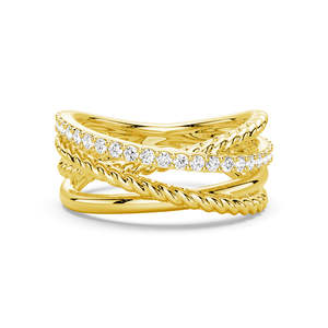 18K Gold Wedding Band with Round Cut Moissanite Diamond Elegant 18K Gold Ring - Product Image 1